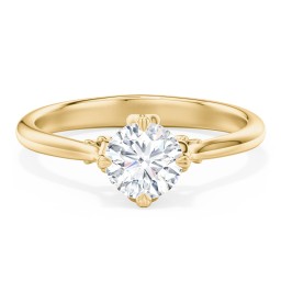 Solitaire Engagement Ring with Vintage Filigree Setting in 10K Solid Yellow Gold with 04LABDIAM-RD-1.00-SI1-F-VG