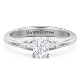 Solitaire Engagement Ring with Peaked Shoulders