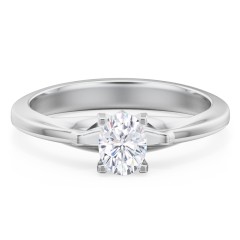 Solitaire Engagement Ring with Peaked Shoulders – 14K White Gold