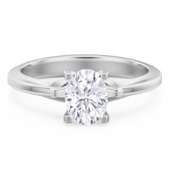 Solitaire Engagement Ring with Peaked Shoulders – 14K White Gold