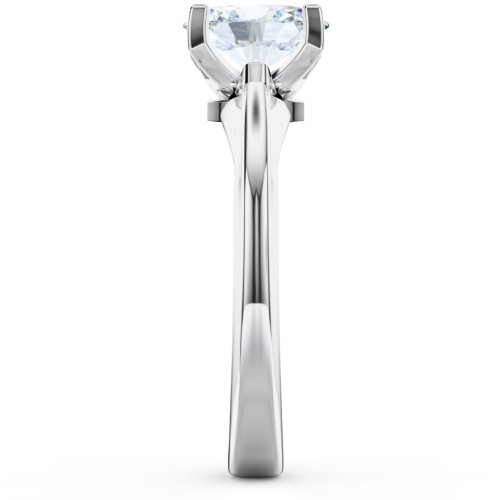 Solitaire Engagement Ring with Peaked Shoulders – 14K White Gold