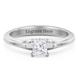 Solitaire Engagement Ring with Peaked Shoulders