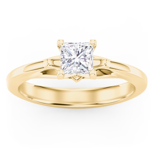 Solitaire Engagement Ring with Peaked Shoulders