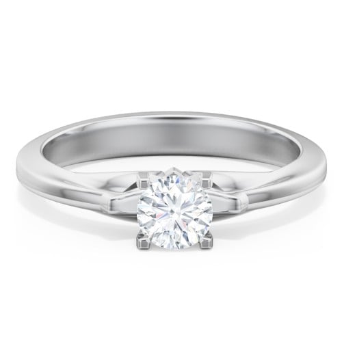 Solitaire Engagement Ring with Peaked Shoulders