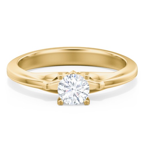 Solitaire Engagement Ring with Peaked Shoulders – 10K Yellow Gold
