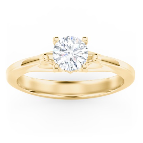 Solitaire Engagement Ring with Peaked Shoulders