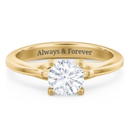 Solitaire Engagement Ring with Peaked Shoulders in 10K Solid Yellow Gold with 04LABDIAM-RD-1.00-SI1-F-VG