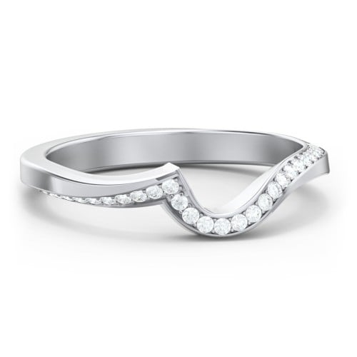 Twisted Wave Band Ring with Diamond Accents