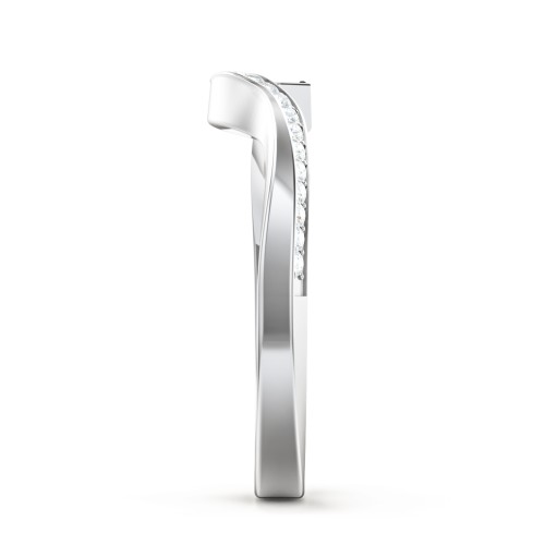 Twisted Wave Band Ring with Diamond Accents – 14K White Gold with Lab Diamond