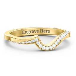 Twisted Wave Band Ring with Diamond Accents in 10K Solid Yellow Gold with Lab Diamond