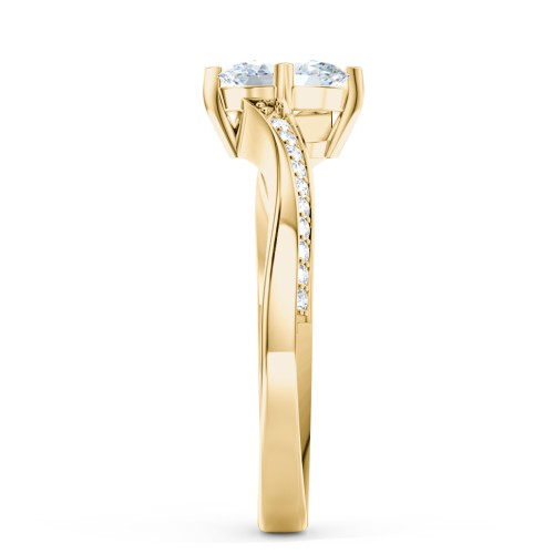 Solitaire Engagement Ring with Twisted Shoulder Accents – 10K Yellow Gold with Lab Diamond