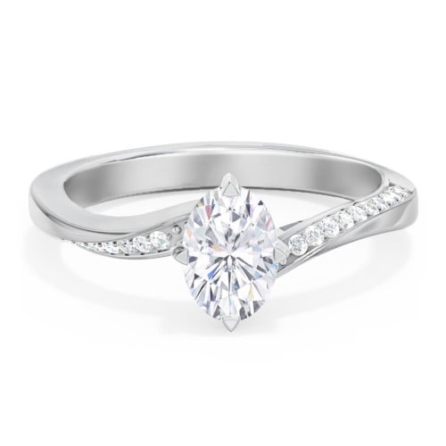 Solitaire Engagement Ring with Twisted Shoulder Accents