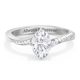 Solitaire Engagement Ring with Twisted Shoulder Accents