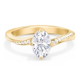 Solitaire Engagement Ring with Twisted Shoulder Accents