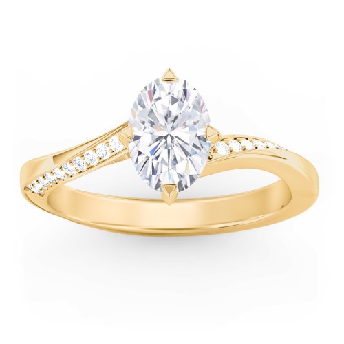Solitaire Engagement Ring with Twisted Shoulder Accents
