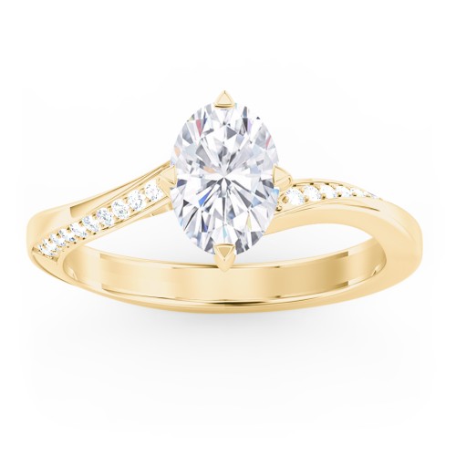 Solitaire Engagement Ring with Twisted Shoulder Accents