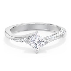Solitaire Engagement Ring with Twisted Shoulder Accents