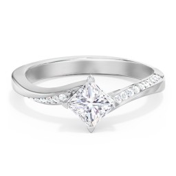 Solitaire Engagement Ring with Twisted Shoulder Accents