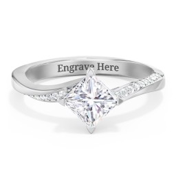 Solitaire Engagement Ring with Twisted Shoulder Accents