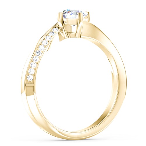 Solitaire Engagement Ring with Twisted Shoulder Accents