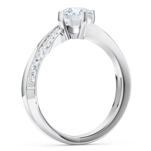 Solitaire Engagement Ring with Twisted Shoulder Accents – 14K White Gold with Lab Diamond