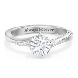 Solitaire Engagement Ring with Twisted Shoulder Accents