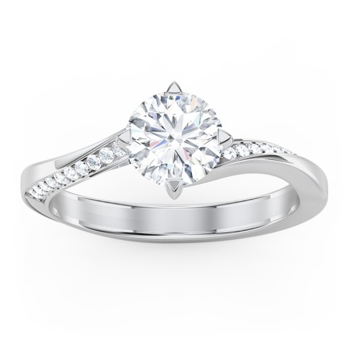 Solitaire Engagement Ring with Twisted Shoulder Accents