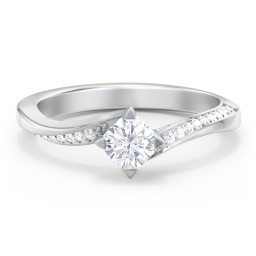 Solitaire Engagement Ring with Twisted Shoulder Accents