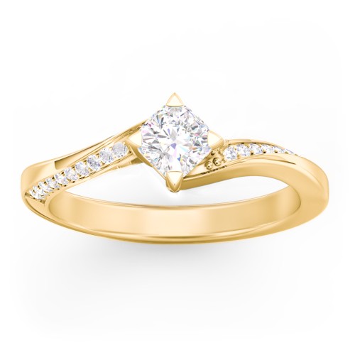 Solitaire Engagement Ring with Twisted Shoulder Accents
