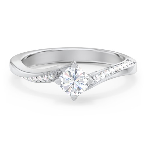 Solitaire Engagement Ring with Twisted Shoulder Accents