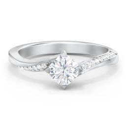 Solitaire Engagement Ring with Twisted Shoulder Accents