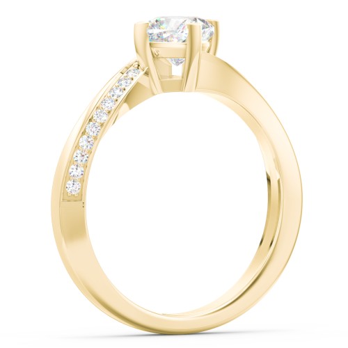 Solitaire Engagement Ring with Twisted Shoulder Accents