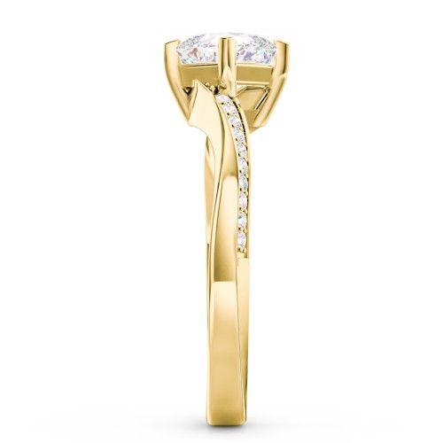 Solitaire Engagement Ring with Twisted Shoulder Accents