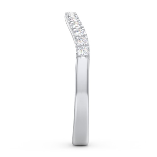 Micro Prong Half Eternity Curved Band – 14K White Gold with Lab Diamond