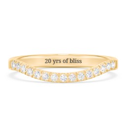 Micro Prong Half Eternity Curved Band in 10K Solid Yellow Gold with Lab Diamond