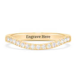 Micro Prong Half Eternity Curved Band in 10K Solid Yellow Gold with Lab Diamond