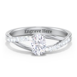 Solitaire Diamond Engagement Ring with Twisted Split Shank and Accents