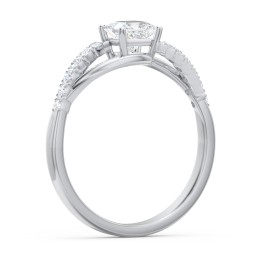 Solitaire Diamond Engagement Ring with Twisted Split Shank and Accents
