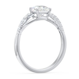 Solitaire Diamond Engagement Ring with Twisted Split Shank and Accents