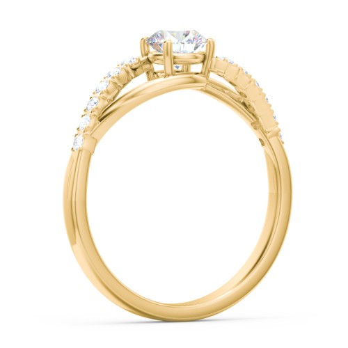 Solitaire Diamond Engagement Ring with Twisted Split Shank and Accents