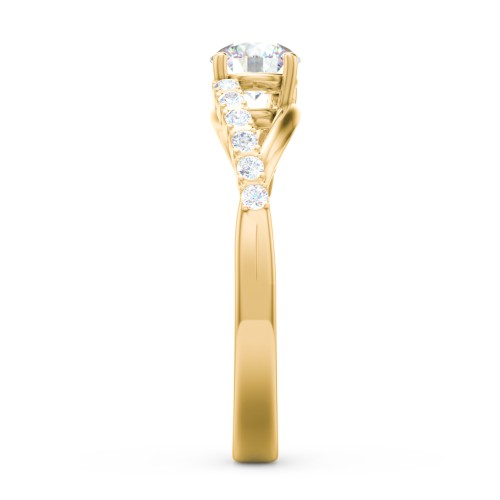 Solitaire Diamond Engagement Ring with Twisted Split Shank and Accents