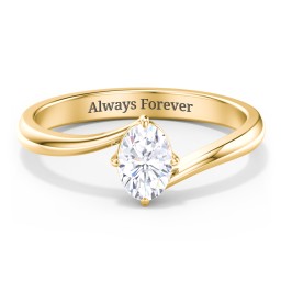 Diamond Solitaire Bypass Engagement Ring in 10K Solid Yellow Gold with 04LABDIAM-OV-0.50-VS2-G-G