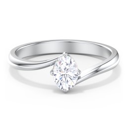 Diamond Solitaire Bypass Engagement Ring