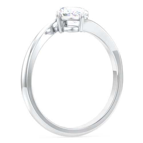 Diamond Solitaire Bypass Engagement Ring – 14K White Gold