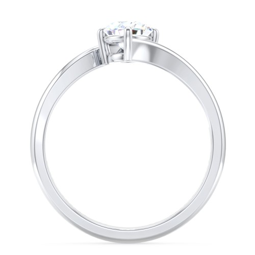 Diamond Solitaire Bypass Engagement Ring – 14K White Gold