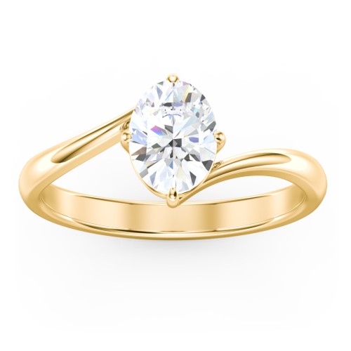 Diamond Solitaire Bypass Engagement Ring