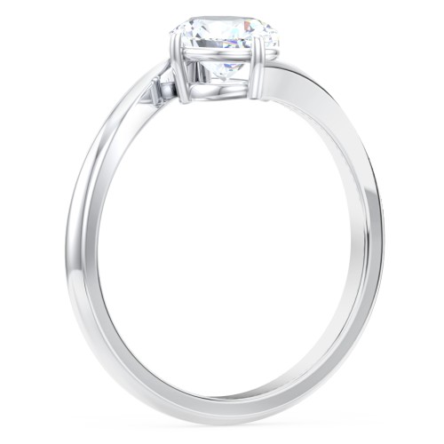 Diamond Solitaire Bypass Engagement Ring – 14K White Gold