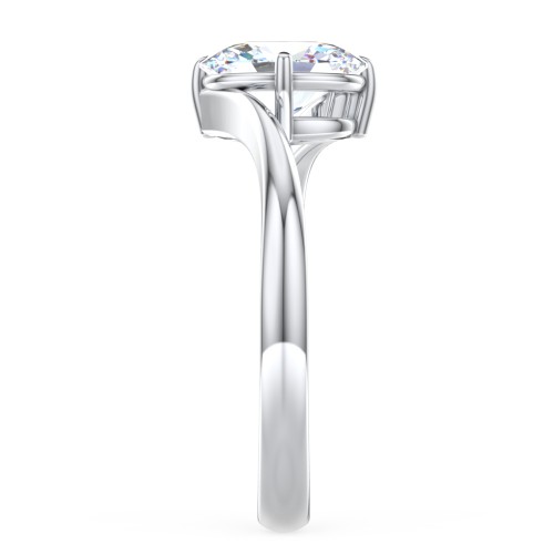 Diamond Solitaire Bypass Engagement Ring – 14K White Gold