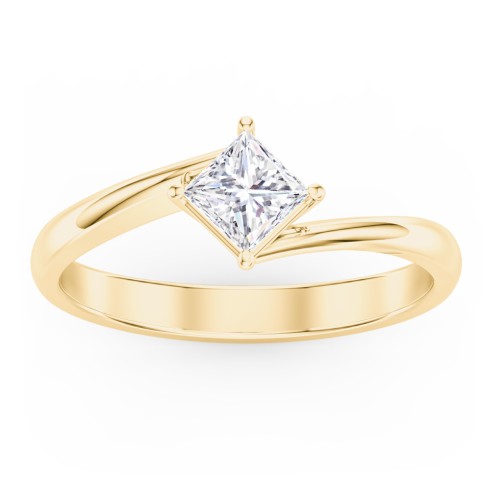 Diamond Solitaire Bypass Engagement Ring