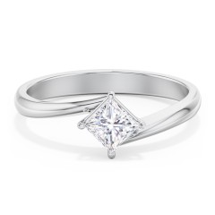 Diamond Solitaire Bypass Engagement Ring – 14K White Gold